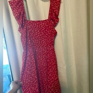 SHEIN Red Mini Dress with White Heart Print